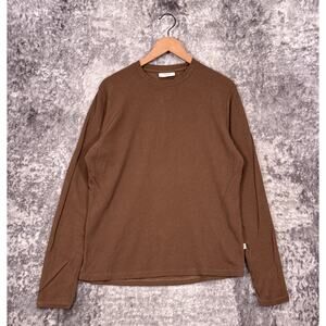NN07 Shirt Medium Mens Clive Waffle Knit Cotton Modal Brown Long Sleeve